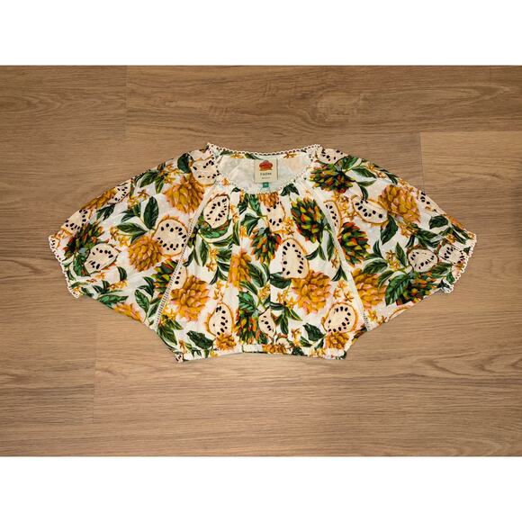 Farm Rio Biriba off white womens cropped fruit print top Size XS NWT - Picture 1 of 5